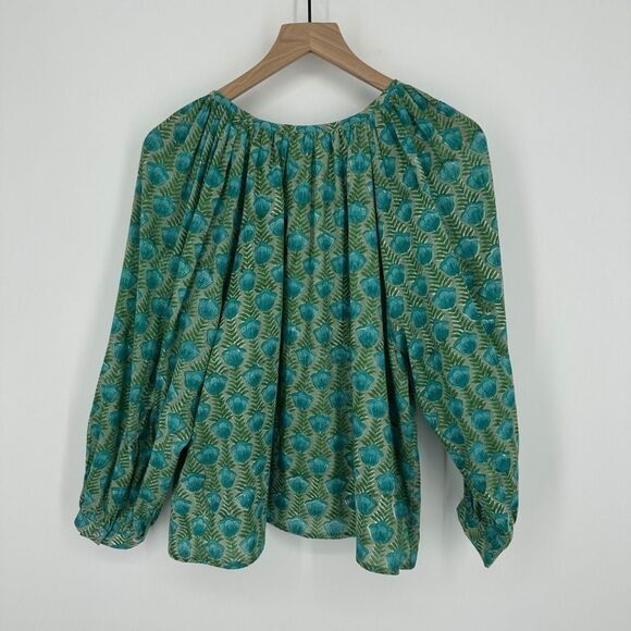 Emerson Fry india collection top womens medium green blue frances frida blouse - Picture 10 of 10